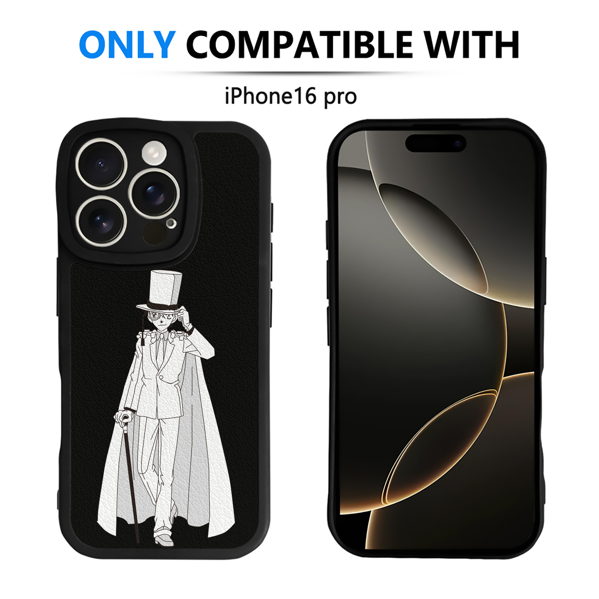 （画像用） 名探偵コナン くろば かいと Detective Conan Kuroba Kaito 【iPhone 16シリーズ対応】シリコンスマホケース（レザー調） 材質：シリコン